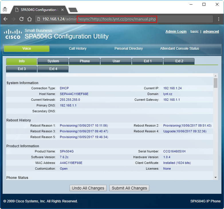 Cisco SPA provisioning a čeština